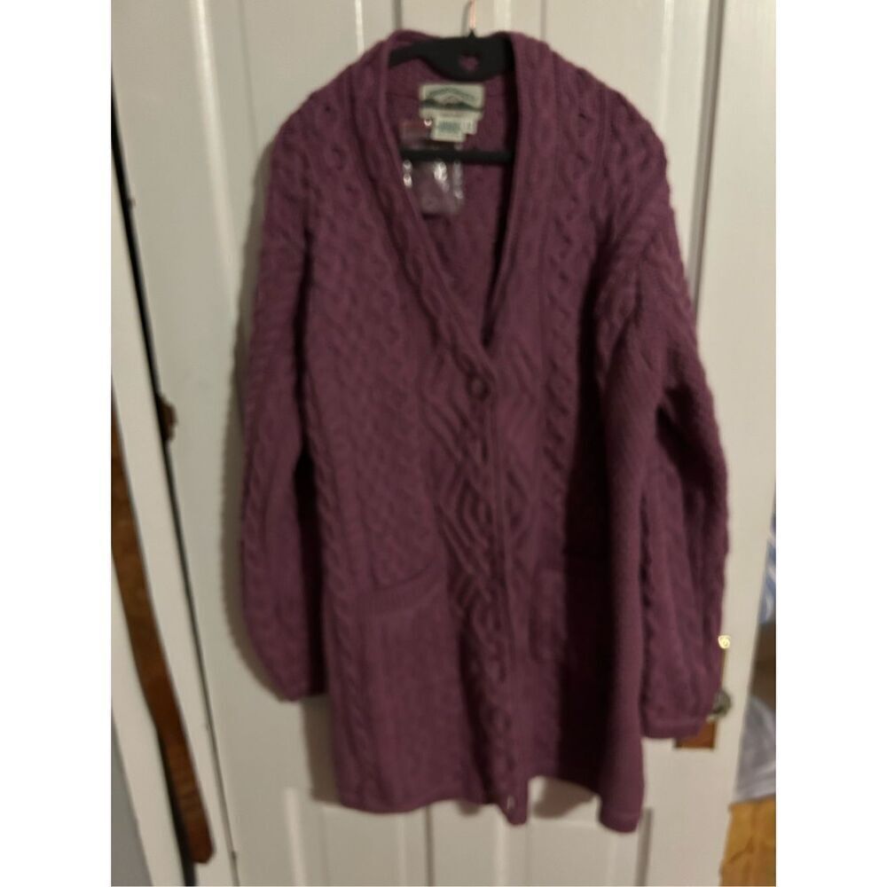 NWT Arancraft 100% Merino Irish Fisherman Cardigan XXL